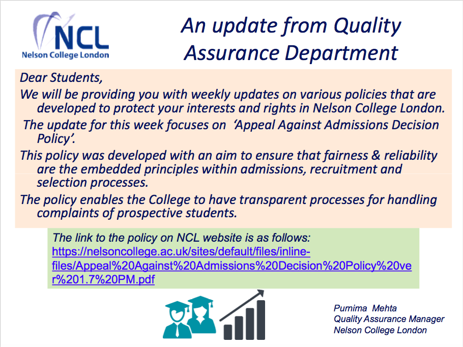 An Update from Quality Assurance Department