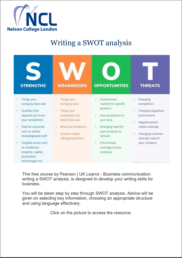 Writing a SWOT analysis