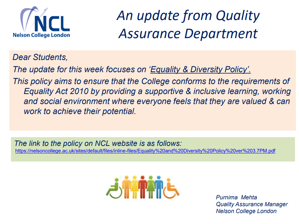 An update from Quality Assurance Department