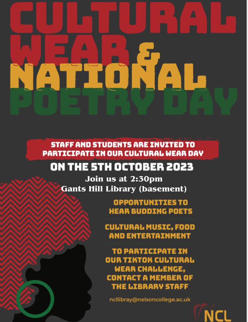 CULTURAL WEAR & NATIONAL POETRY DAY